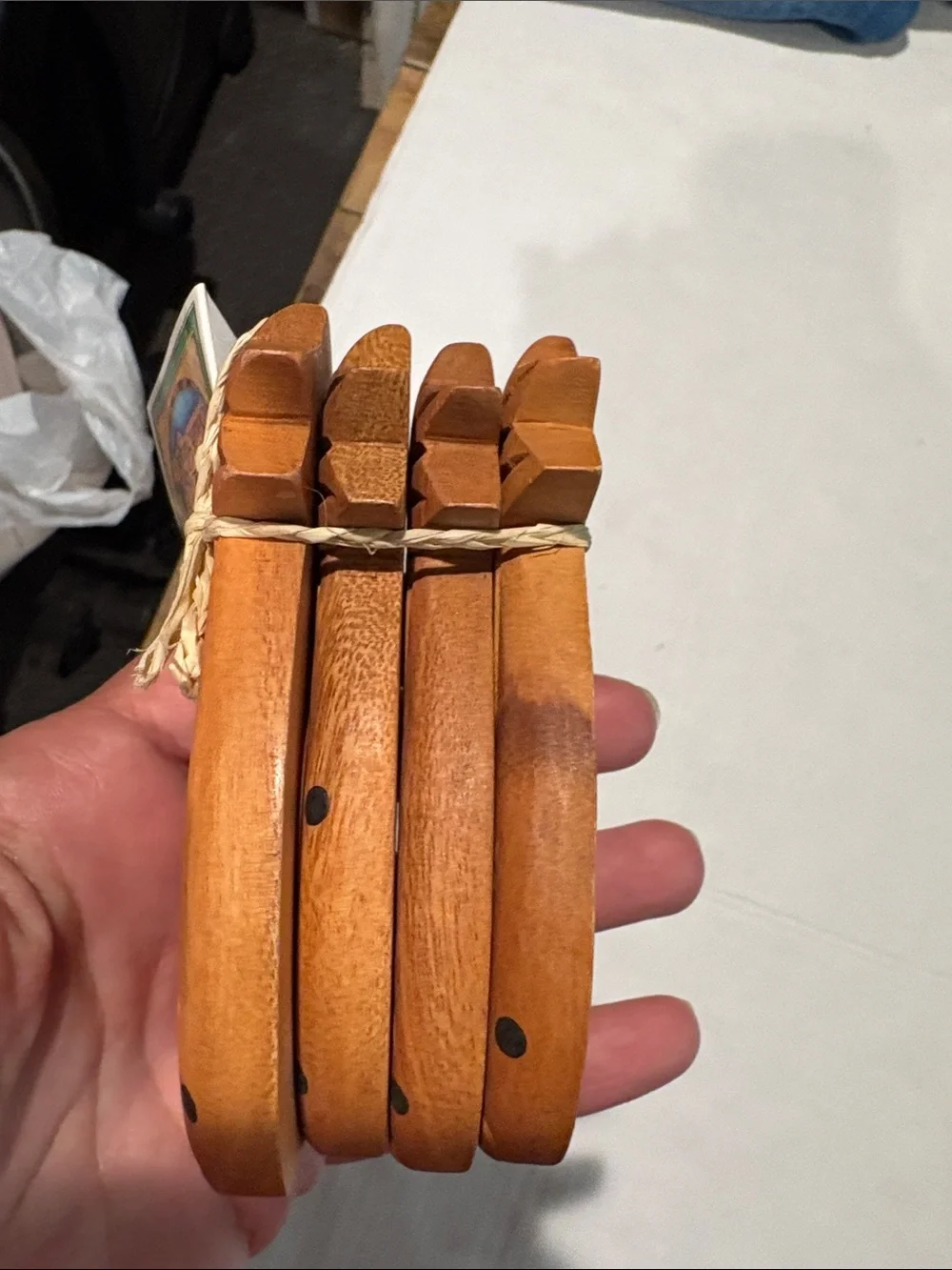 Hand carved set wooden